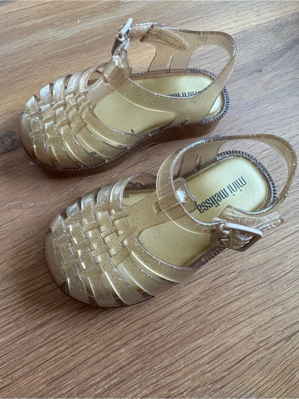 Mini Melissa Gold Glitter Jelly Sandals
